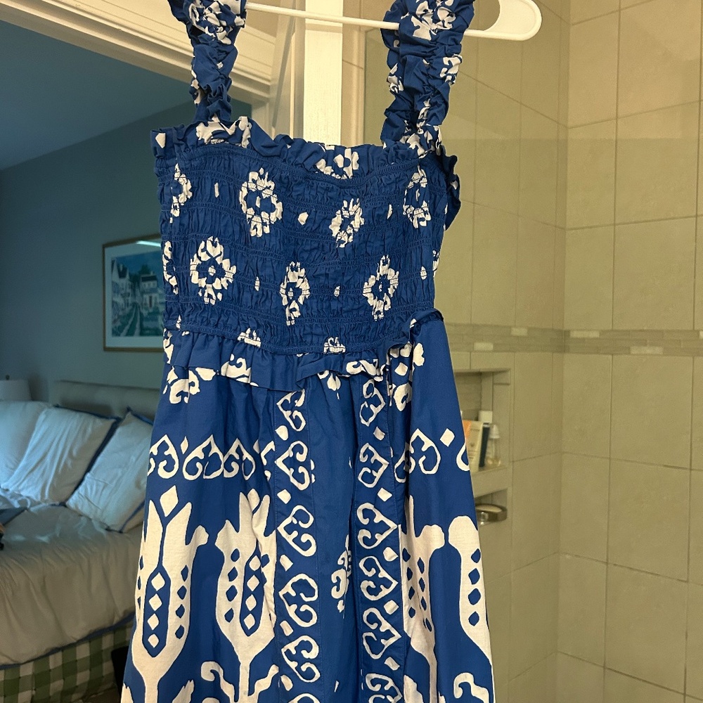Sea New York Beautiful Royal Blue Ikat Maxi Dress
